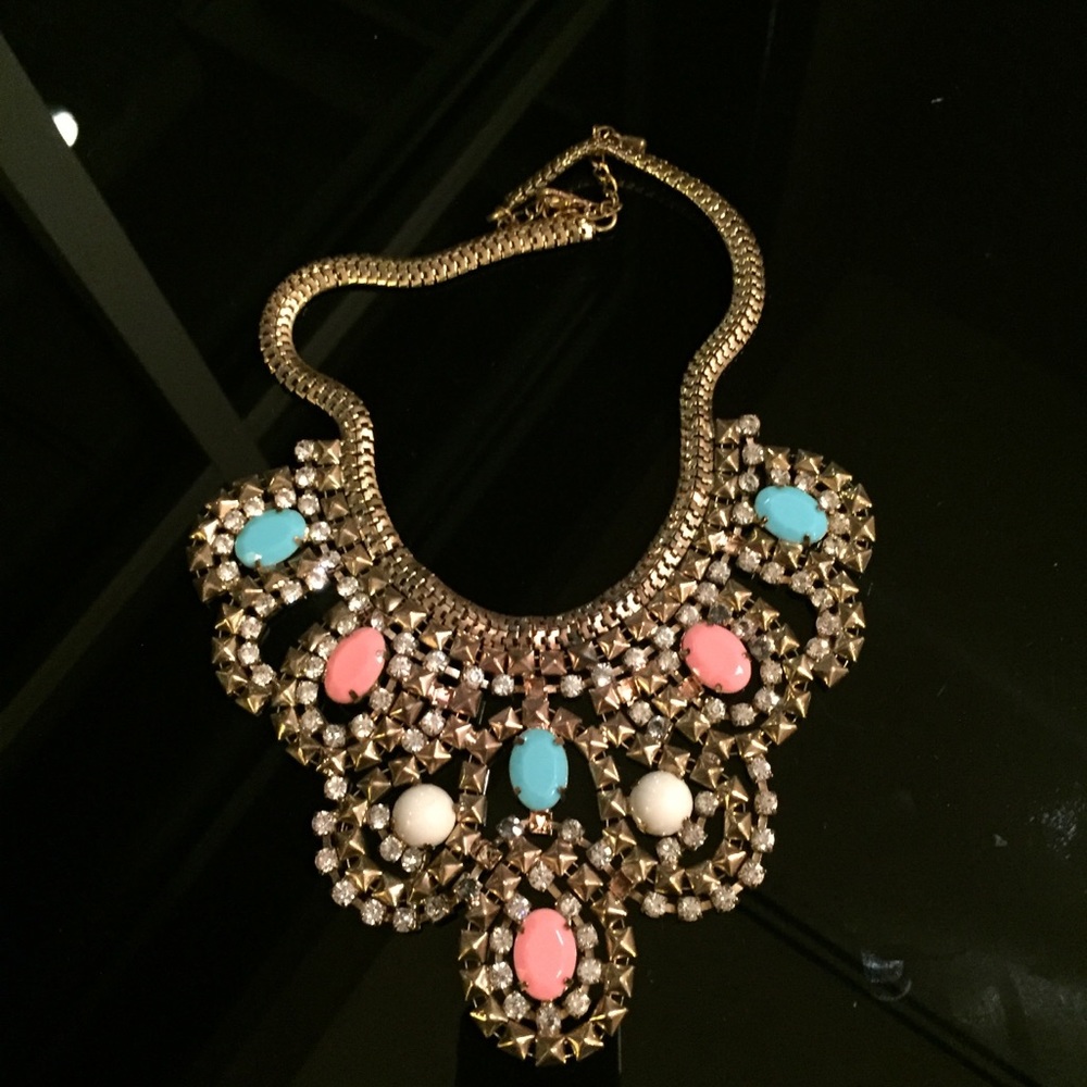 Coral & Teal Fashion Necklace